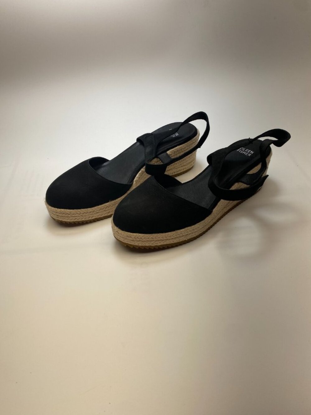 Eileen Fisher Womens Nessa Black Espadrille Wedge Sandal Sz 11